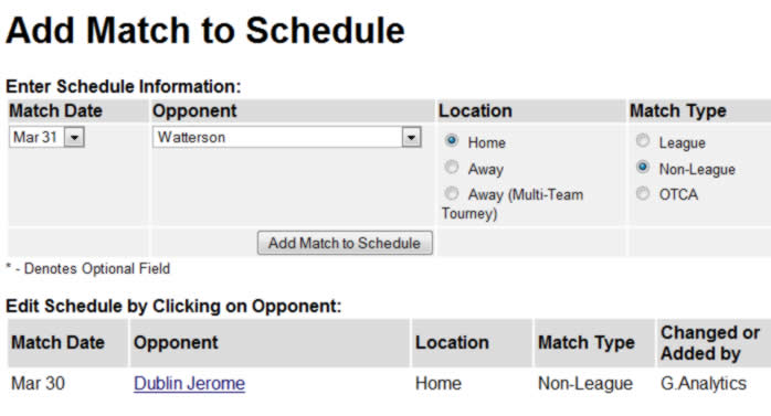 Coach Schedule